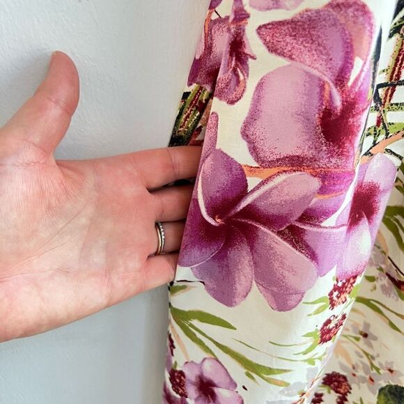 Brand New Gabby Skye Smocked Floral Cotton Poplin Dress Ivory Purple Size 16 - Picture 5 of 15